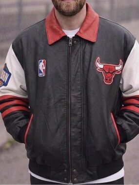 Vintage Jeff Hamilton Chicago Bulls Leather Jacket size 3XL basketball